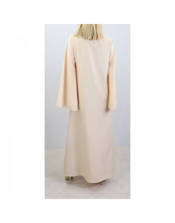 Robe manches évasées avec sa ceinture - Couleur crème 