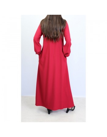 Robe casual longue rouge bordeaux pour femme 
