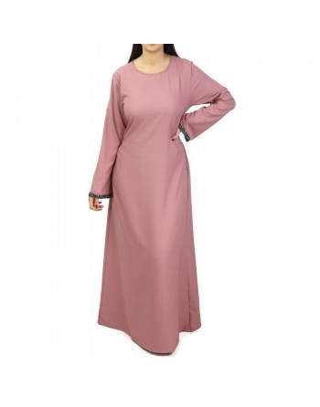 Robe longue avec ceinture strass couleur vieux rose 