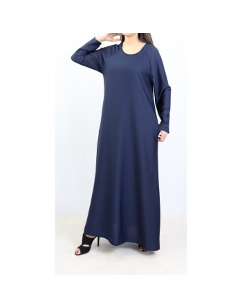 Robe longue sobre ample évasée pour femme - Marque Amelis Paris - Couleur bleu marine 