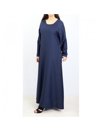 Robe longue sobre ample évasée pour femme - Marque Amelis Paris - Couleur bleu marine 