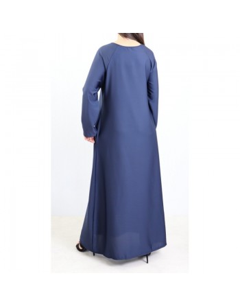 Robe longue sobre ample évasée pour femme - Marque Amelis Paris - Couleur bleu marine 