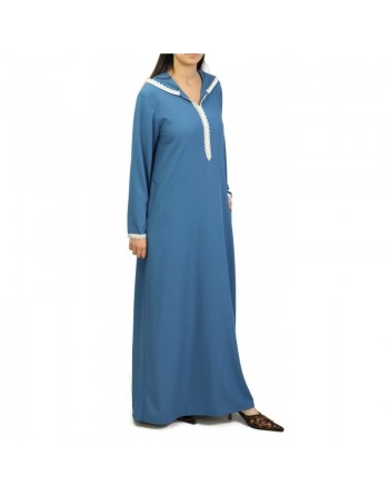 Djellaba marocaine pour femme avec dentelle et capuche (Plusieurs couleurs) 