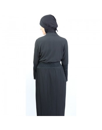 Gilet long plissé avec ceinture 