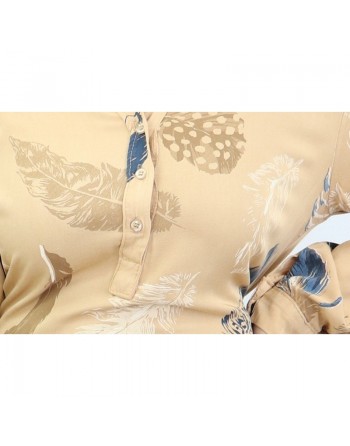 Tunique boutonnée avec ceinture - Couleur camel avec motifs 
