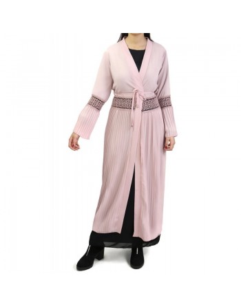 Gilet long plissé avec ceinture 