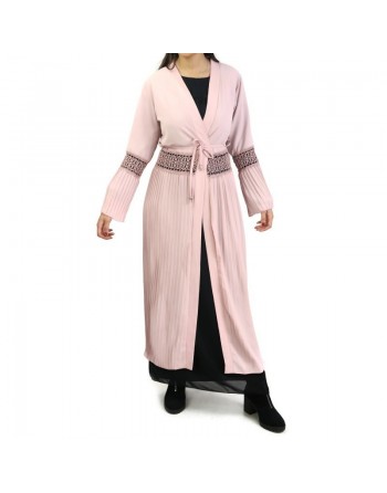 Gilet long plissé avec ceinture 