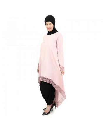 Tunique ample évasée avec dentelle (Plusieurs couleurs disponibles) - Pour femme musulmane voilée 