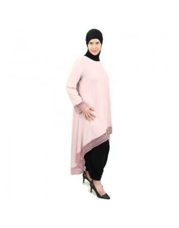 Tunique ample évasée avec dentelle (Plusieurs couleurs disponibles) - Pour femme musulmane voilée 