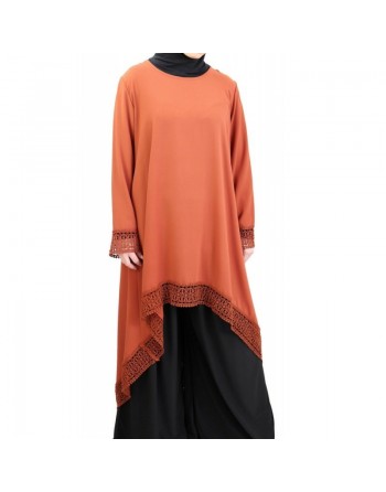 Tunique ample évasée avec dentelle (Plusieurs couleurs disponibles) - Pour femme musulmane voilée 