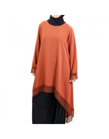 Tunique ample évasée avec dentelle (Plusieurs couleurs disponibles) - Pour femme musulmane voilée 