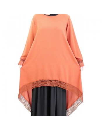 Tunique ample évasée avec dentelle (Plusieurs couleurs disponibles) - Pour femme musulmane voilée 