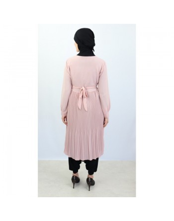 Tunique évasée plissée - Couleur rose claire 