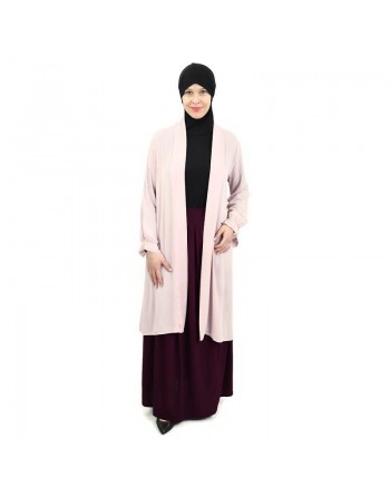 Cardigan mousseline manches plissées couleur rose clair 