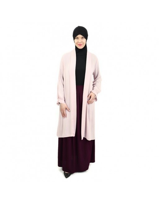 Cardigan mousseline manches plissées couleur rose clair Cardigan mousseline manches plissées couleur rose clair