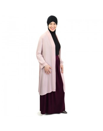 Cardigan mousseline manches plissées couleur rose clair 