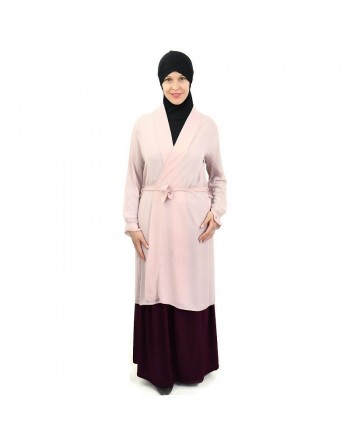 Cardigan mousseline manches plissées couleur rose clair 