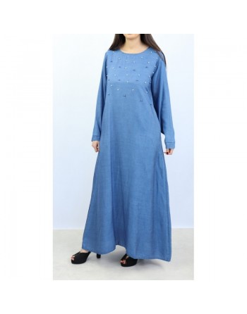 Robe Jean perlée avec poches 