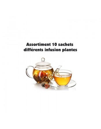 Assortiment 10 sachets différents d'infusion de plantes tisanes et thés 