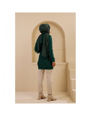 Chandail - Tricot long pour femme - Couleur vert émeraude 