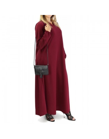 Robe longue basique évasée - Grandes Tailles à petit prix - Couleur Rouge grenat 