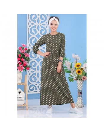 Robe à pois de couleur marron écureuil - Vêtement pour femme style décontracté et moderne 