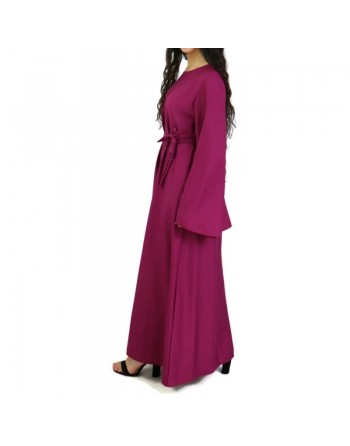 Robe longue manches évasées avec sa ceinture - Grandes Tailles et Plusieurs couleurs disponibles 