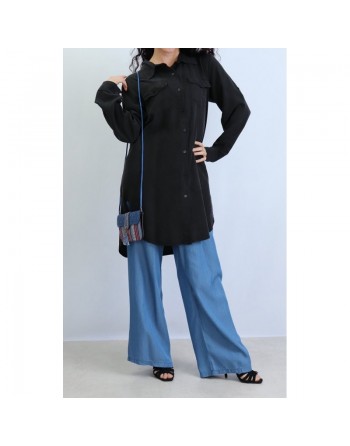 Chemise avec poches latérales de couleur Noir 