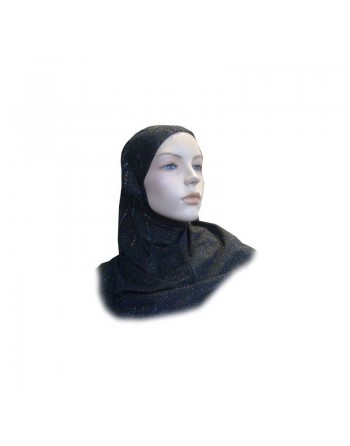 Hijab 1 pièce noir pailleté avec strass multi-couleurs 