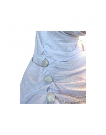 Hijab blanc pailleté avec boutons et chaines fines 