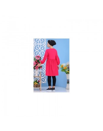 Tunique longue cintrée pour femme - Couleur rose fuchsia 