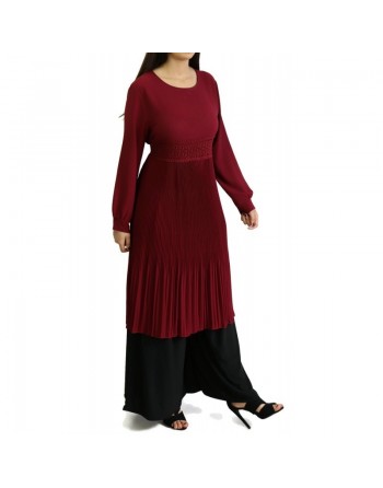 Tunique évasée plissée - Couleur bordeaux 