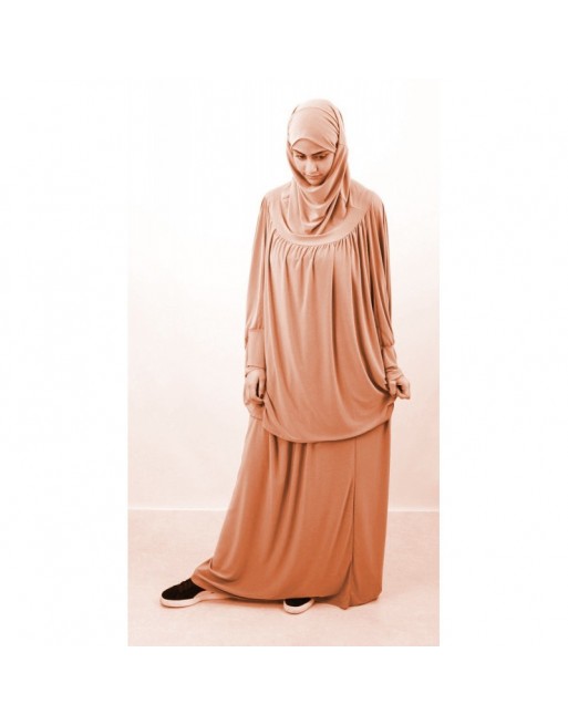 Jilbab Sport ample deux pièces (Cape + Jupe) pour femme - Marque Best Ummah - Couleur abricot Jilbab Sport ample deux pièces (Cape + Jupe) pour femme - Marque Best Ummah - Couleur abricot