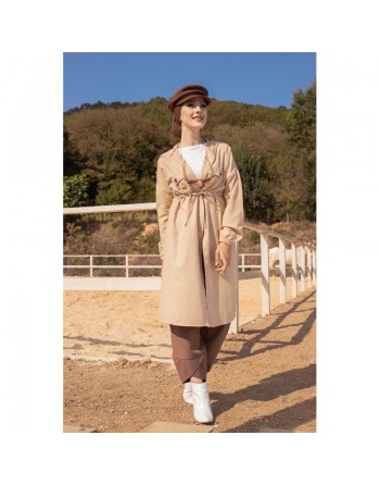 Veste-Trench à capuche pour femme - Couleur beige 