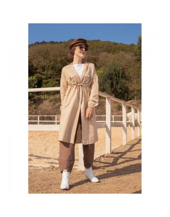Veste-Trench à capuche pour femme - Couleur beige 