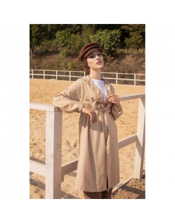 Veste-Trench à capuche pour femme - Couleur beige 