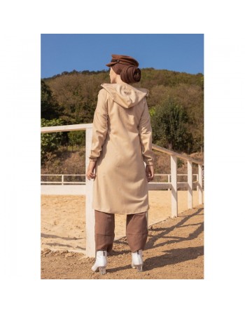 Veste-Trench à capuche pour femme - Couleur beige 