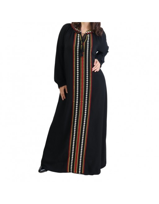 Robe Abaya brodée pour femme - Couleur Noir Robe Abaya brodée pour femme - Couleur Noir