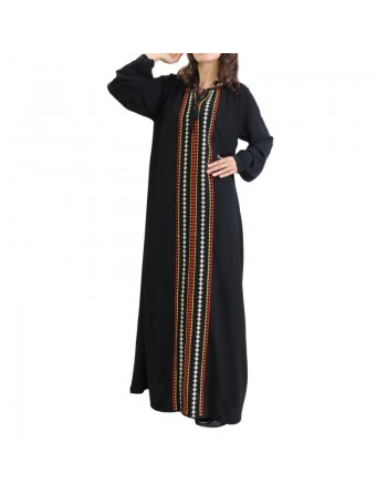 Robe Abaya brodée pour femme - Couleur Noir 