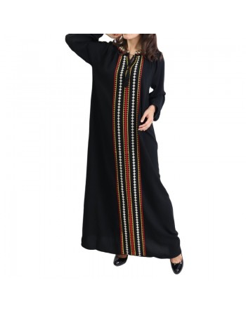Robe Abaya brodée pour femme - Couleur Noir 