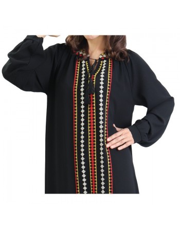 Robe Abaya brodée pour femme - Couleur Noir 