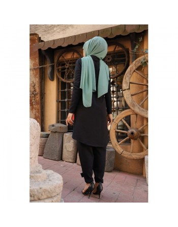 Veste mi-longue pour femme voilée (Gilet pour Hijab) - Couleur noir 