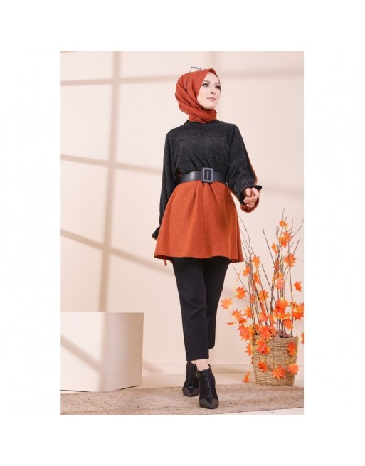Tunique bicolore pour femme (Vêtement Hijab - Boutique en ligne Paris / France) - Couleur brique Tunique bicolore pour femme (Vêtement Hijab - Boutique en ligne Paris / France) - Couleur brique