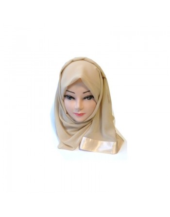 Grand chale mousseline pour hijab une pièce avec bandes satinée (Plusieurs couleurs disponibles) 