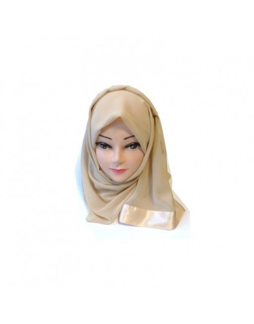Grand chale mousseline pour hijab une pièce avec bandes satinée (Plusieurs couleurs disponibles) Grand chale mousseline pour hijab une pièce avec bandes satinée (Plusieurs couleurs disponibles)