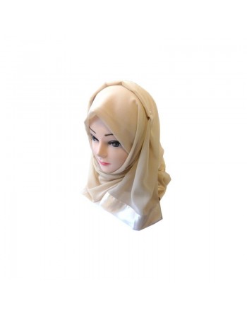 Grand chale mousseline pour hijab une pièce avec bandes satinée (Plusieurs couleurs disponibles) 
