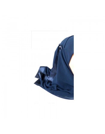 Châle / Foulard hijab une pièce bleu marine avec bande satinée 