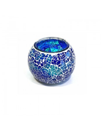 Bougeoir artisanal - Objet décoratif en verre mosaïque coloré 