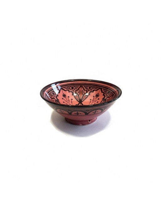 Grand Saladier / Plat creux en poterie peinte et décorée de couleur rouge Grand Saladier / Plat creux en poterie peinte et décorée de couleur rouge