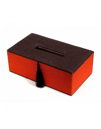 Boîte à mouchoirs décorative de fabrication artisanale marocaine de couleur orange et marron 